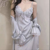 Lizakosht French Women Nightwear Vintage Nightgown Retro Fairy Palace Nightdress Lace New Court Princess Lounge Sleepwear Gowns