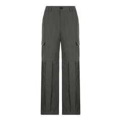 OL Formal Suit Cargo Pants Women Grey Loose Wide Leg Straight Trousers 90S Unisex Pants Office Lady Work Bottoms Casual Clothes
