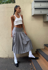 Lizakosht Women Lioness Schoolgirl Midi Pleated Skirt Low Rise Side Split Size Zipper