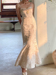 Lizakosht Woman Dress Backless Embroidery Vintage Sleeveless Sexy Beach Boho Lace Party Sundress Women Summer Maxi Vestido