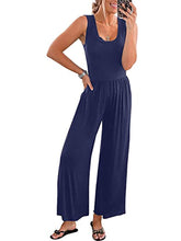 Lizakosht Elegant Woman Jumpsuits Women Casual Loose jumpsuti Sleeveless Tank Jumpsuits High Waist Low Cut Casual O Neck Flare Long