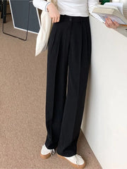 Lizakosht Women's Solid Color Straight Suit Pants New Spring Summer Office Lady Eleagnt Trousers(155-165cm)