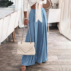 Lizakosht Elegant Jeans Women's Y2K Summer Loose Wide Leg Pants Retro Casual Street Blue Plus Size Denim Trousers 2023 New Ladies Pants