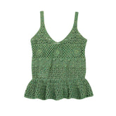 Lizakosht Hollow Out Crochet Jacquard Tank Top for Woman Sleeveless V-Neck Knitted Vest Solid Vintage Boho Summer Beach Holiday Camis Tops
