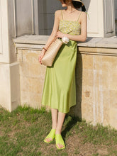 Lizakosht Summer Women Fashion Spaghetti Strap Green Dress Laides One Piece Party Dresses Female Casual Clothes