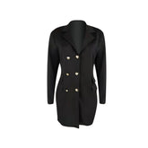 J6112 women's autumn and winter new black V-neck double breasted suit coat dress