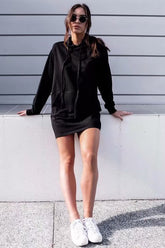 Lizakosht Women's Spring Autumn Long-Sleeved Loose-Fit Hooded Dresses Female Hoodies Tops Casual Dress Mujer Vestido