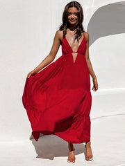 Sexy Spaghetti Strap V-Neck Sleeveless Backless Maxi Dress Summer Women Club Party Evening Dresses Vestidos Beach Cover Up A1322