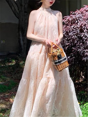 Lizakosht Sleeveless Dress Women Elegant Summer New Fashion Ladies Vestidos Vintage Loose Clothes Female Korean Beach Long Dresses