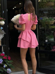 Lizakosht Deep V Neck Mini Dress For Women Lace Up Slim Sexy Dresses Femme Street Fashion Casual Princess Dress Girl Party Clothing