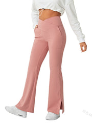 Lizakosht Women Sporty High Waist Skinny Stretch Flare Pants Fashion Female Fitness Workout Bodycon Long Trousers