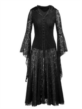 Gothic Dark Mesh Midi Dress Women Victorian Costume Velvet Robe Renaissance Witch Medieval Dresses Cosplay Wizard Halloween Y2k