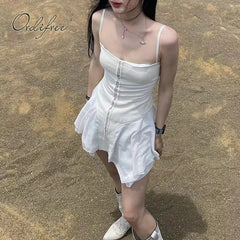 Unireal 2022 Summer Women Mini Dress Sleeveless Off Shoulder Solid White Black Sexy Beach Slip Short Dress