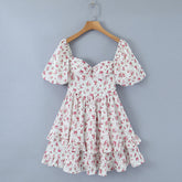 Lizakosht Women Puffy Skirt Spring And Autumn Bandeau Tighten Waist Decoration Puff Sleeves Pleated Skirt For Women Dress Women Clothes