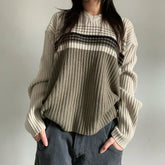 Lizakosht Sweater y2k Fairy Grunge Clothes 2000s Aesthetic Women Striped V Neck Long Sleeve Tops Knitted Clothing Streetwear