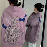New streetwear fashion Retro hoodie women skull embroidery hooded cardigan sweatshirt man hiphop couple loose casual jacket ins