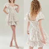 Lizakosht Women Puffy Skirt Spring And Autumn Bandeau Tighten Waist Decoration Puff Sleeves Pleated Skirt For Women Dress Women Clothes