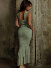 Lizakosht Sexy Ruffles Ruched Trumpet Dress Women Hollow Out Strapless Bodycon Dresses Female 2023 Spring Summer Elegant Female Vestido