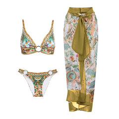 Lizakosht New Two-Piece Swimwear Retro Sexy Bikini Swimming Chiffon Beach Dress Swimsuit Cover Up Summer Beach Wear