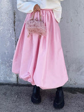 Lizakosht Satin Elegant Long Skirt Women Fashion Autumn Casual High Waist Solid A-line Tutu Midi Skirt High Street Office Lady