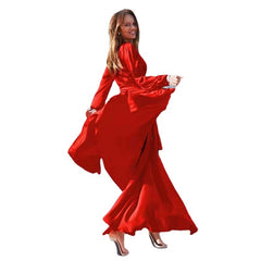 Lizakosht Spring Woman Deep V Long Sleeve Dress