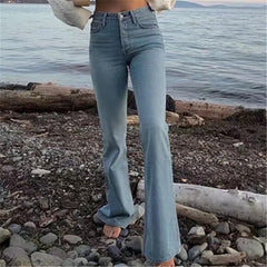 Lizakosht Wide leg plush jeans for in new fashion straight tube waist slimming mopping micro flare pants for women bell bottoms
