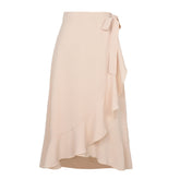 Tossy Women Solid Folds Irregular Bodycon Sexy Skirt Female High Waist Bandage Ruffles Long Skirts French Style Outwears Summer