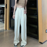 HziriP White Vintage Full Length Pants 2022 Women Solid Chic Summer Casual Office Lady Streetwear Loose High Waist Trousers