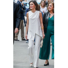 Lizakosht Elegant Wedding Pants Suits for Women Guest White 2 Pieces Mother of the Bride Dresses O Neck Straight Pants Party Dresses 2022