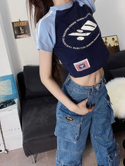 Lizakosht American Street Pocket Cargo Jeans Female Y2K Fashion Heavy Industry Loose High Waist Slim Straight Leg High Street Jeans New