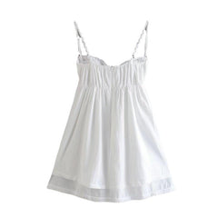 Lizakosht Women Summer Spaghetti Strap White Pajamas Homewear Sexy Mini Dress Sleepwear Comfortable