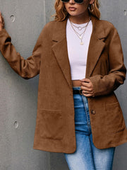 Lizakosht Casual Corduroy single-breasted Small Suit Commuter Trench Coat Female Fashion Casual Blazer Coat