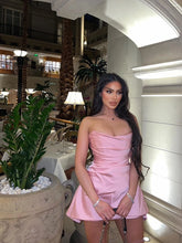 Lizakosht Women Off The Shoulder Jade Jasmine Strapless Corset Satin Mini Dress(detail Anti-slip)