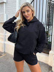 Lizakosht Autumn Casual Shorts Set Women Tracksuit Full Sleeve Loose Hoodies+Shorts Two Piece Sets Streetwear Matching Outfits