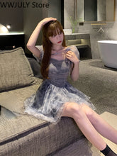 Lizakosht Summer Sweet Kawaii Floral Mini Dress Woman Party French Vintage Korea Fashion Dress Casual Elegant Short Sleeve Dress Slim