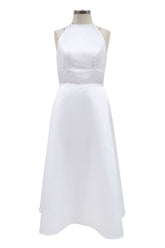 Lizakosht Women's Clothing Sleeveless Halter A-Line Lace Patchwork Backless Party Dresses Mujer Vestido