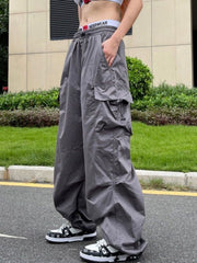 Lizakosht Y2K Harajuku Loose Pants Women Hippie Streetwear Oversize Pockets Cargo Trousers Hip Hop Techwear Wide Leg Jogger Pantalones 90s