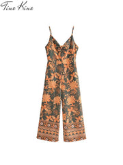 Summer Print Butterfly Romper Women's Jumpsuit Casual Spaghetti Strap Wide Leg Jumpsuits Female 2022 New Streetwear Lady Rompers