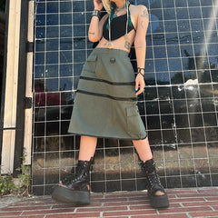 Lizakosht Zipper Detachable Multi-wear Personalized Tooling Skirt Street Trend Skirt Characteristic Skirt High Waist Vintage Skirt