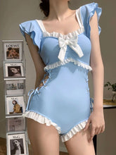 Lizakosht Cover-up Women Bandage Sweet Sexy Slim Bow Simple Swimwear Beach Wear Pink Patchwork Design Summer Basic Students Ruffles