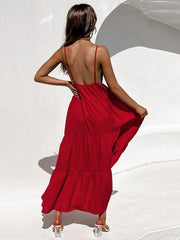 Sexy Spaghetti Strap V-Neck Sleeveless Backless Maxi Dress Summer Women Club Party Evening Dresses Vestidos Beach Cover Up A1322