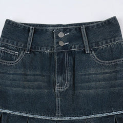 Lizakosht Y2k Vintage Belt Pleated skirt Girl Denim street clothes Trendy Mini skirt Harajuku Korean trendy skirt punk fashion 90s