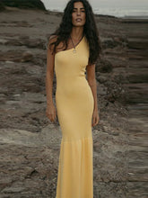 Lizakosht Fashion One Shoulder Knitted Patchwork Maxi Dress Women Diagonal Collar Sleeveless Bodycon Dresses Summer Beach Vacation Robe