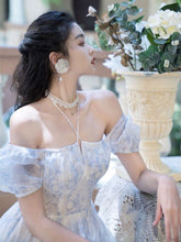 Lizakosht Summer Woman Chiffon Dress Romantic Vintage Print Off Shoulder Neck Mounted Sexy Party Night Dresses Lady Vestido Festa