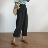 S-5XL Summer Cotton Linen Long Wide Leg Pants for Women 2022 High Waist Loose Casual Trousers Female