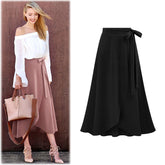 Lizakosht Winter Warm Womens Irregular Elastic Waist A-line Skirts Hip Slim Medium-long Loose Skirts