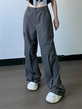 OL Formal Suit Cargo Pants Women Grey Loose Wide Leg Straight Trousers 90S Unisex Pants Office Lady Work Bottoms Casual Clothes