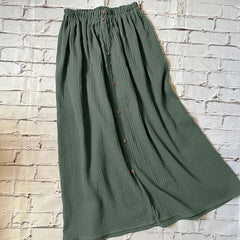 Lizakosht 100% Cotton Long Skirts For Women Summer High Waist Button Up Harajuku Streetwear Elegant Maxi Skirt Faldas Para Mujer
