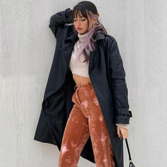 Lizakosht Vintage Orange Tie Dye Print Casual Panst Women Harajuku High Waist Straight Trousers Ladies Streetwear Fashion Flare Pants