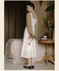 Vintage Mori Girl Women Dress Lace Chic Style Flare Sleeve Bandage Chiffon Prairie Lawn Dresses Female Retro Femme Vestido